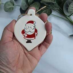 Handmade Ceramic Father Christmas Decoration, Santa Claus Decoration - thumbnail 2