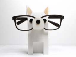 Wood White German Shepherd Figure Eyeglass Stand - Husky Ornament Custom Dog Statuette