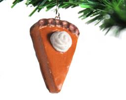 Pumpkin Pie Slice Ornament - Handmade Thanksgiving & Christmas Decor - thumbnail 1