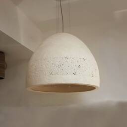 Handmade Ceramic Pendant Light Stucco Off White Lampshade - thumbnail 3