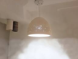 Handmade Ceramic Pendant Light Stucco Off White Lampshade