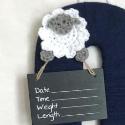 Hospital Door Hanging Letter O/Door Hanger Boy Crocheted Sheep Nursery Decor Decoration - thumbnail 3