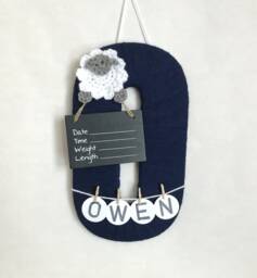Hospital Door Hanging Letter O/Door Hanger Boy Crocheted Sheep Nursery Decor Decoration - thumbnail 1