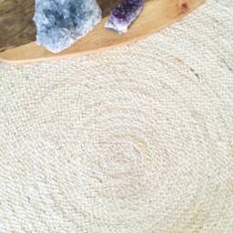 Extra Large Round Jute Rug in Warm White. Ecologic & Herb Dye Rug. Fiber Rugs. Vegan Organic Feng Shui Home - thumbnail 2