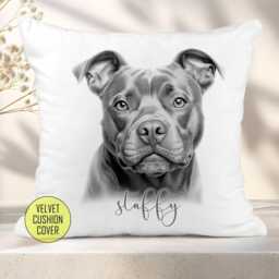 Personalised Staffy Cushion, Dog Breed Gift, Personalised Soft Furnishings, Staffordshire Bull Terrier - thumbnail 2