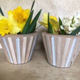 Mosaic Flower Pot Set, Small Rustic Indoor Planters, Succulent Pots, Outdoor Planter, Kitchen Plant Storage, Handmade Containers, Patio Pots - thumbnail 2