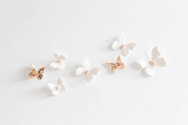 Wall Decor Of White & Gold Porcelain Butterflies For Home Decoration Gift Idea - image 1