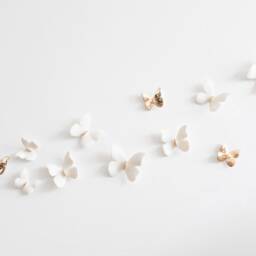 Wall Decor Of White & Gold Porcelain Butterflies For Home Decoration Gift Idea - thumbnail 2