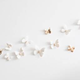 Wall Decor Of White & Gold Porcelain Butterflies For Home Decoration Gift Idea - thumbnail 3