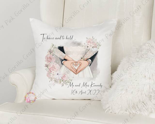 Personalised Wedding Pillow, Gift, Bride Gift, Newlyweds Anniversary Gift For Wedding, Cushion, Mr & Mrs Gift - image 1