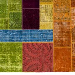 Handmade Turkish Patchwork Rug Colorful Wool Blend - 8' X 10' - thumbnail 2