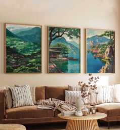 Set Of 3 South Korea Posters, Travel Prints, Seoul, Busan, Jeju Island Wall Art Set, Asian Landscape Korean Decor - thumbnail 1