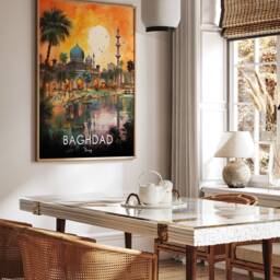 Baghdad Iraq Travel Poster Islamic Floral Wall Art - thumbnail 2
