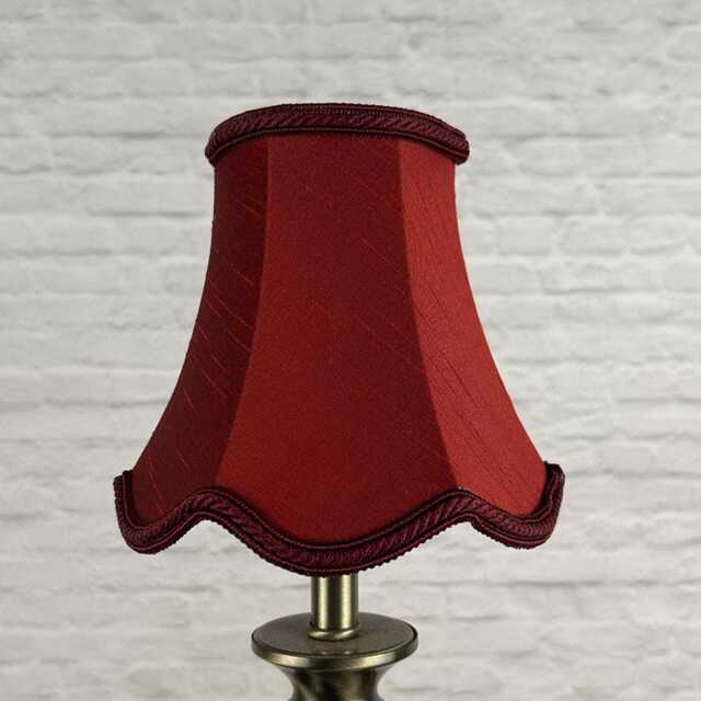 Burgundy Scalloped Chandelier Lampshade, Faux Silk Candle Clip Shade - image 1