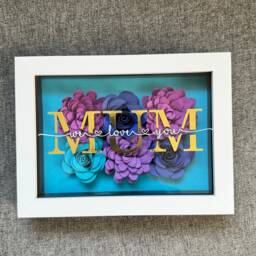 Personalised Mum Frame, Paper Flowers Frame, Hand Roller Flower Shadow Box, Mother's Day Frame Gift, Flowers First Mothers Day - thumbnail 1
