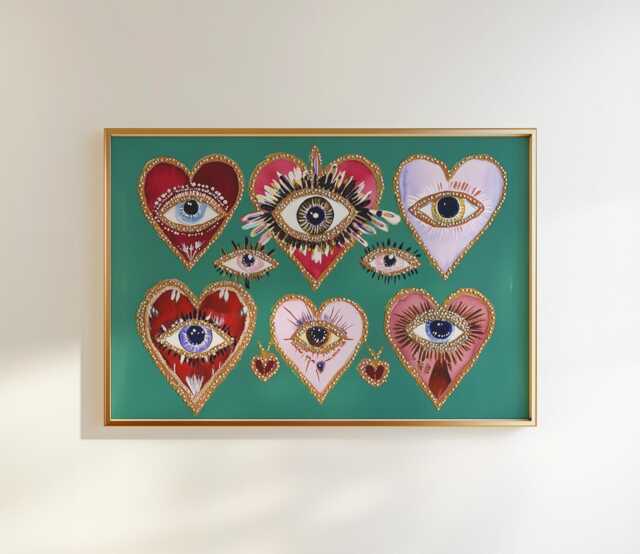 Sacred Heart Eye Art Print Coquette Maximalist Decor - image 1