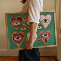 Sacred Heart Eye Art Print Coquette Maximalist Decor - thumbnail 2