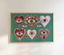 Sacred Heart Eye Art Print Coquette Maximalist Decor - thumbnail 1