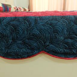 Hand-Stitched Star Over Log Cabin Quilt, 100% Cotton Custom Amish Log Cabin Quilt, Red Brown Blue Queen-Cal King Bedspread - thumbnail 4