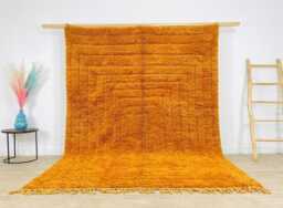 Orange Geometric Moroccan Shag Rug, Large Area Berber Wool Carpet, Hand Tufted Boho Decor - thumbnail 1