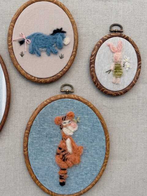 Individual Pooh Friends Nursery Wall Art - Tigger, Eeyore, & Piglet Handmade Needle Felt Embroidery Hoop Heirloom Baby Room D??cor - image 1