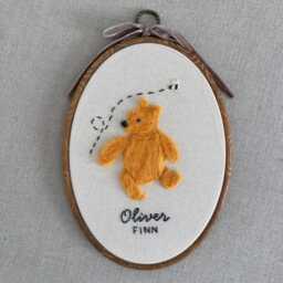 Individual Pooh Friends Nursery Wall Art - Tigger, Eeyore, & Piglet Handmade Needle Felt Embroidery Hoop Heirloom Baby Room D??cor - thumbnail 2