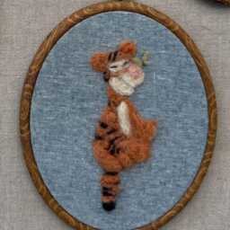 Individual Pooh Friends Nursery Wall Art - Tigger, Eeyore, & Piglet Handmade Needle Felt Embroidery Hoop Heirloom Baby Room D??cor - thumbnail 3