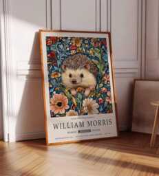 William Morris Poster, Hedgehog Print, Animal Floral Botanical Decor, Kew Gardens Art, Wall Art - thumbnail 1