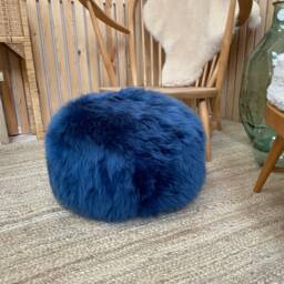 French Navy Genuine Sheepskin Pouf, Footstool, British Made By Hand, Ethically Sourced - thumbnail 4