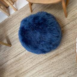 French Navy Genuine Sheepskin Pouf, Footstool, British Made By Hand, Ethically Sourced - thumbnail 3