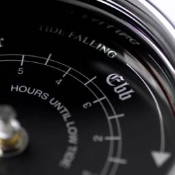 Tabic Prestige Tide Clock With Jet Black Dial, Mounted On A Solid English Oak Mount, Chrome Plated Brass Tideclock, Handmade in England - thumbnail 3