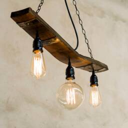 Rustic Pendant Light. Barrel Stave For 3 Lights - thumbnail 3