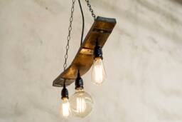 Rustic Pendant Light. Barrel Stave For 3 Lights - thumbnail 1