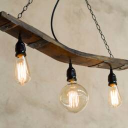 Rustic Pendant Light. Barrel Stave For 3 Lights - thumbnail 4