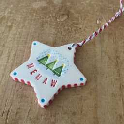 Handmade Ceramic Star Ornament Memaw Christmas Tree Gift - thumbnail 3