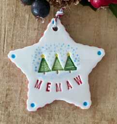 Handmade Ceramic Star Ornament Memaw Christmas Tree Gift