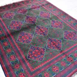 Handwoven Afghan Wool Rug Bukhara Khal Mohammadi, Geometric Design - 6.10x5.1 Ft - thumbnail 2