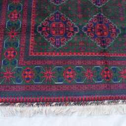 Handwoven Afghan Wool Rug Bukhara Khal Mohammadi, Geometric Design - 6.10x5.1 Ft - thumbnail 3
