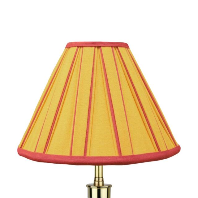 Handmade Silk Coolie Lampshade in Golden Glow & Cherry. Box Shadow Pleat