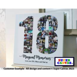 18Th Birthday Personalised Custom Number 18 Shape Photo Board Collage Framed Canvas Print Daughter Son Grandchild Friend Gift - thumbnail 3
