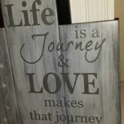 Life Is A Journey Love Makes The Worth While Sign Distressed Wood Wall Hanging Modern Farmhouse Decor Dandelion - thumbnail 3