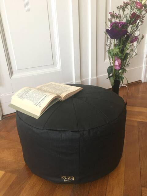 Washable Paper Pouf, Cushion, Seat Yoga Meditation Vegan Leather, Black, Ecofriendly, Stool, Cushion - image 1