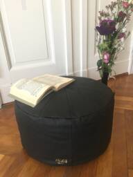 Washable Paper Pouf, Cushion, Seat Yoga Meditation Vegan Leather, Black, Ecofriendly, Stool, Cushion - thumbnail 1