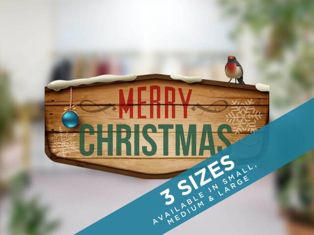 Merry Christmas Wooden Effect Vintage Sign - image 1