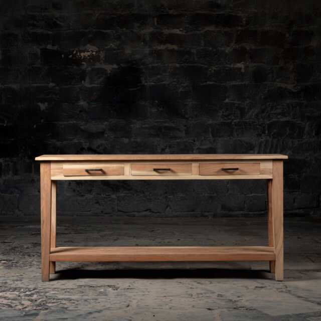 Reclaimed Wood Console Table Entryway Storage With Drawers & Shelf - image 1