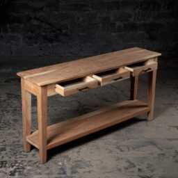 Reclaimed Wood Console Table Entryway Storage With Drawers & Shelf - thumbnail 3