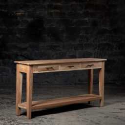 Reclaimed Wood Console Table Entryway Storage With Drawers & Shelf - thumbnail 2