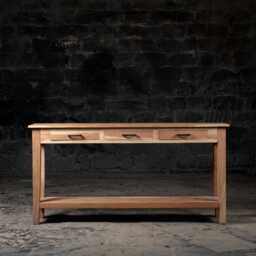 Reclaimed Wood Console Table Entryway Storage With Drawers & Shelf - thumbnail 1