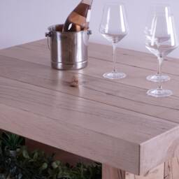 Hand-Crafted Chunky Oak Sleeper Coffee Table - Modern Rustic Living Room Furniture Clear Finish - thumbnail 3