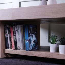 Hand-Crafted Chunky Oak Sleeper Coffee Table - Modern Rustic Living Room Furniture Clear Finish - thumbnail 4